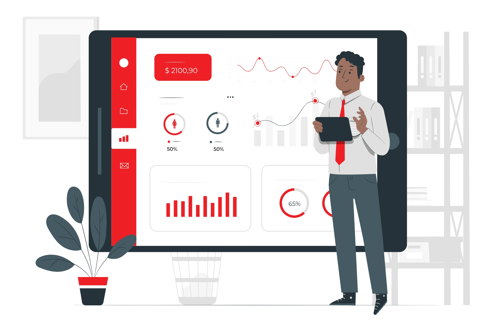 SonetERP. Imagen ilustrativa para describir la capacidad de dar informes y dashboards personalizados en SonetERP.