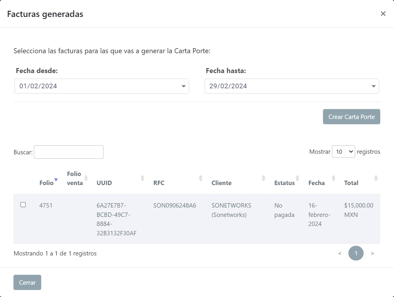 SonetERP. Vista de ventana Registrar compra simple de módulo de Compras y adquisiciones de Sonet-ERP